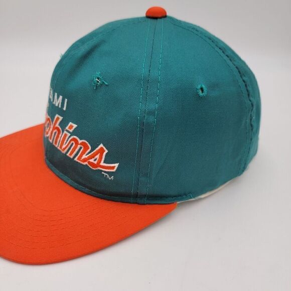 Vintage Sports Specialties The Twill Miami Dolphins SCRIPT Snapback Hat Teal OJ - Picture 6 of 11